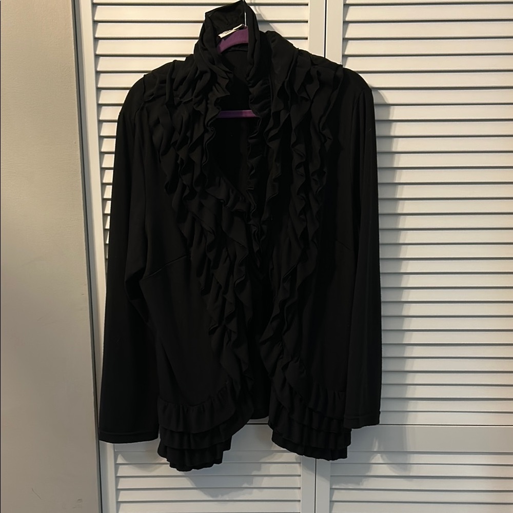 Cato Black Ruffled Cardigan - Picture 6 of 6